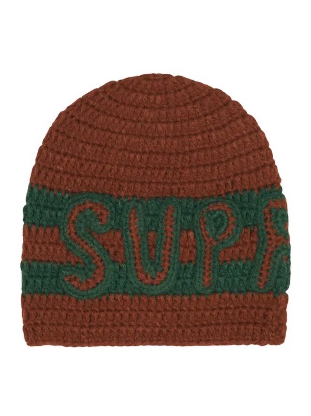 Supreme Crochet Logo Beanie Brown